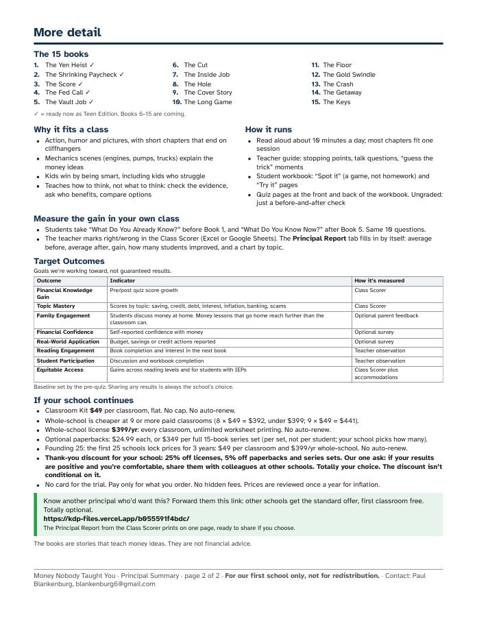 Principal Summary, page 2