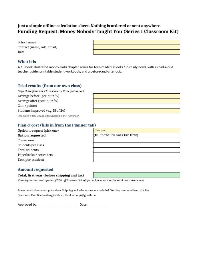 School Order Planner, page 2