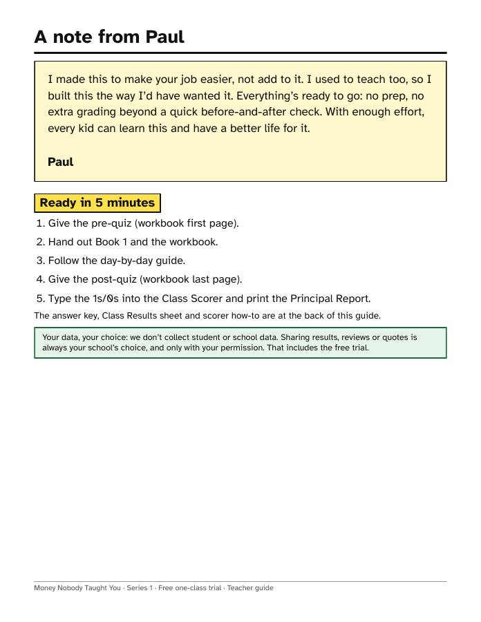 Teacher Guide: Books 1–5, page 1