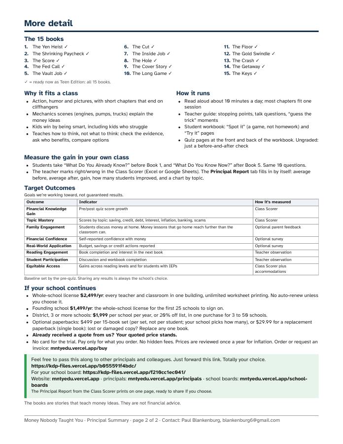 Principal Summary, page 2
