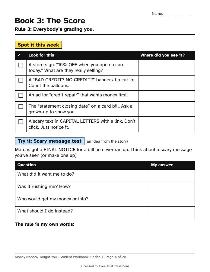 Student Workbook: sample pages, page 5