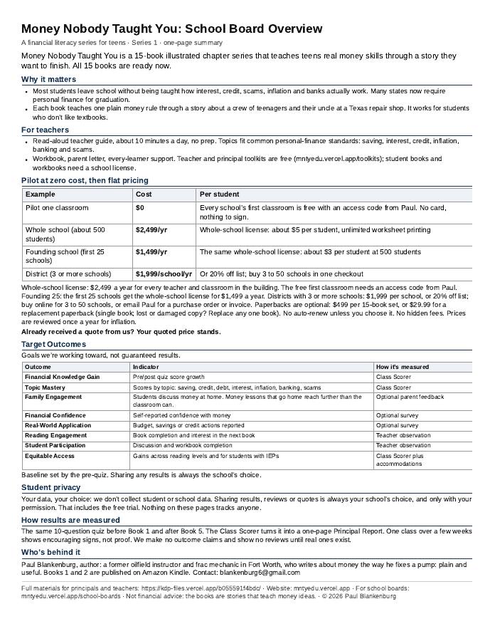 School Board Overview (one page), page 1